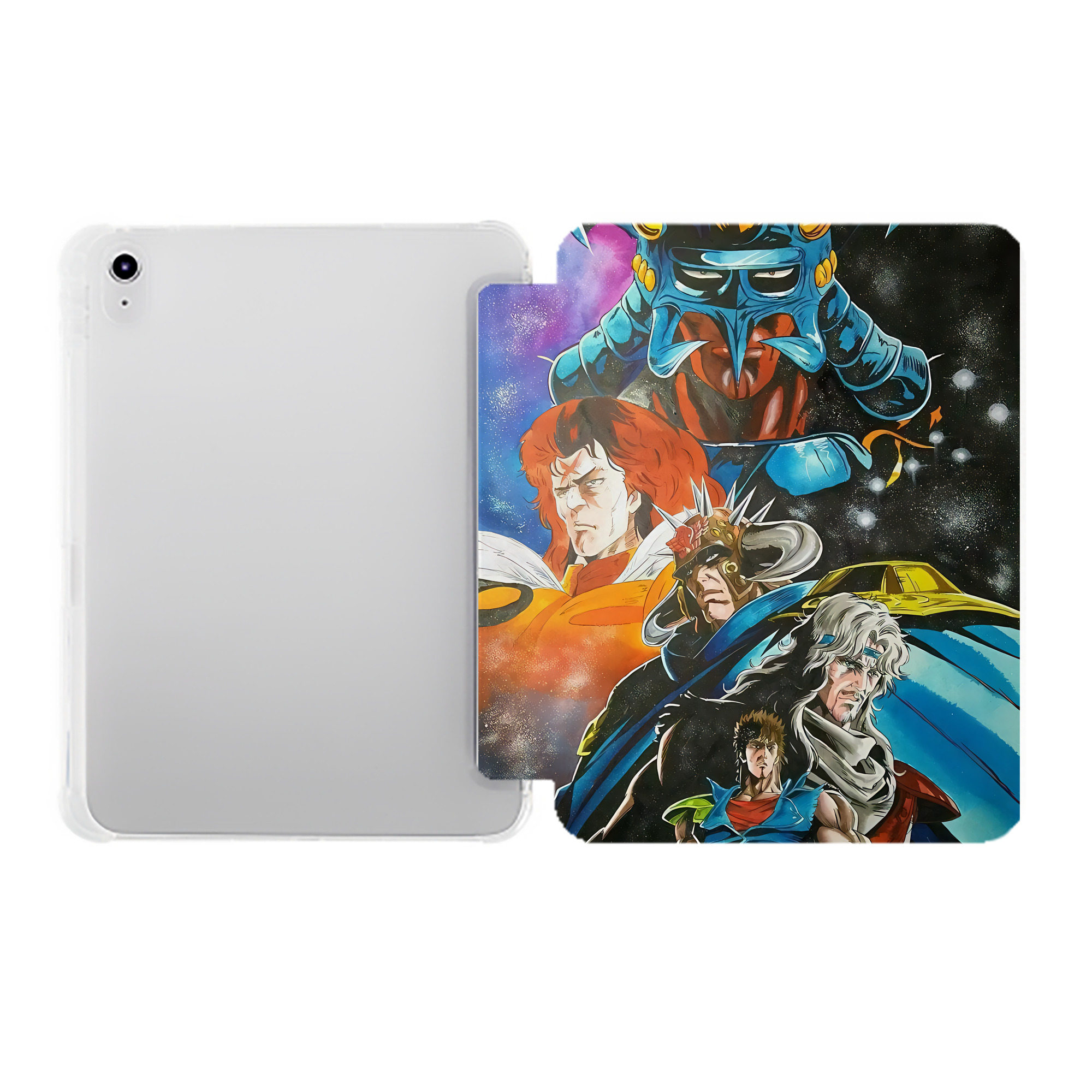 （画像用） 北斗の拳 Fist of the North Star IPad ケース ペン収納付き 三つ折りスタンド PUレザー×シリコン 対応機種9.5/10.5/10.9インチ